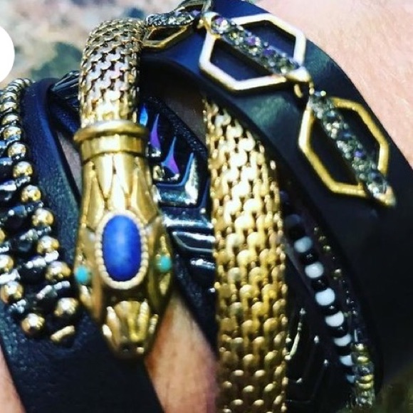 :: S&D⚜️🧞‍♂️Gold & Colbalt Cobra Coil Bracelet - Picture 5 of 6